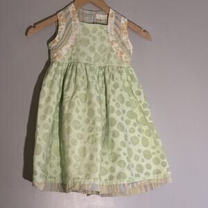 Amacello Italian Toddler Dress 18-24M Green Polka Dot Cottagecore Spring Easter